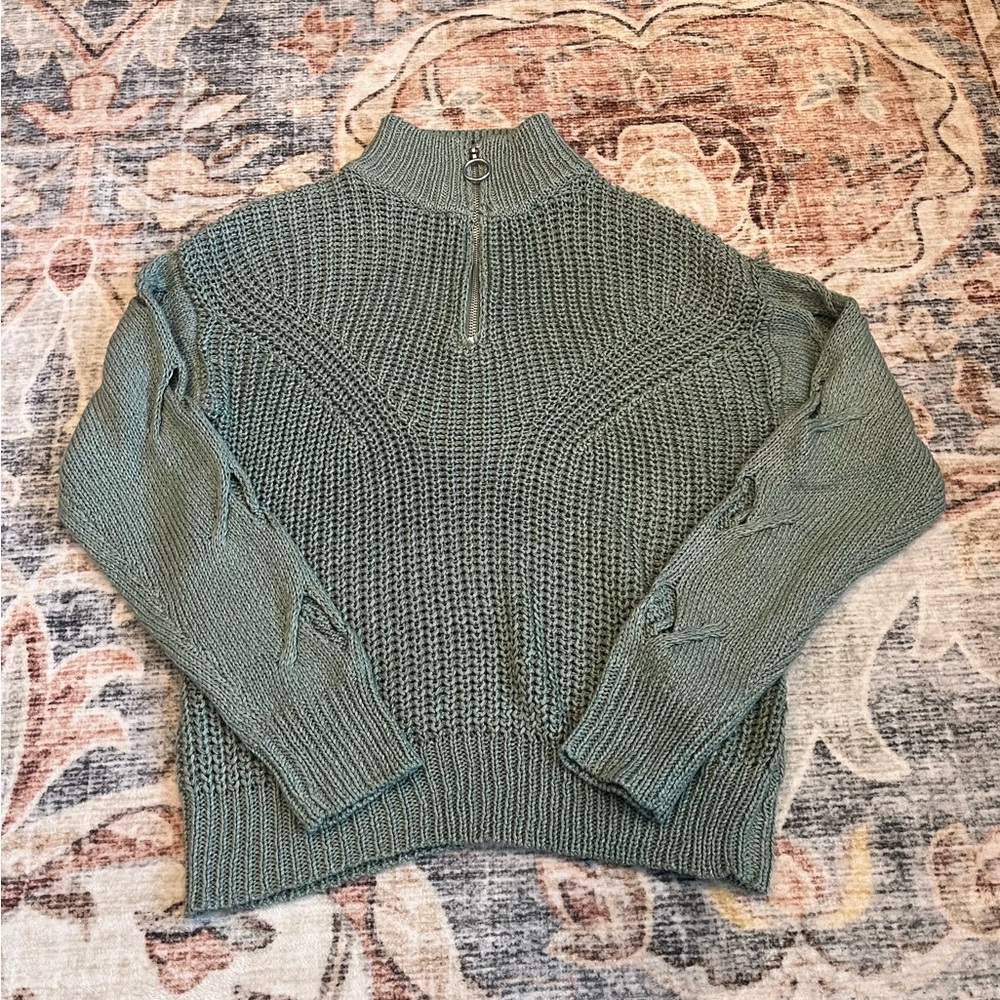 Francesca's Michele Zip Pull‎ Over Green Women’s Medium
